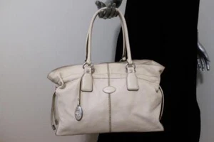 Tod's D-Bag Media Tote Cream Leather Large Shoulder Bag - Picture 1 of 12