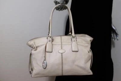 Tod's D-Bag Media Tote Cream Leather Large Shoulder Bag - Image 1 of 4