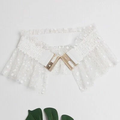 女士圆点宽腰带弹性金属扣女士网眼腰围腰带 — 第 1/4 张图片