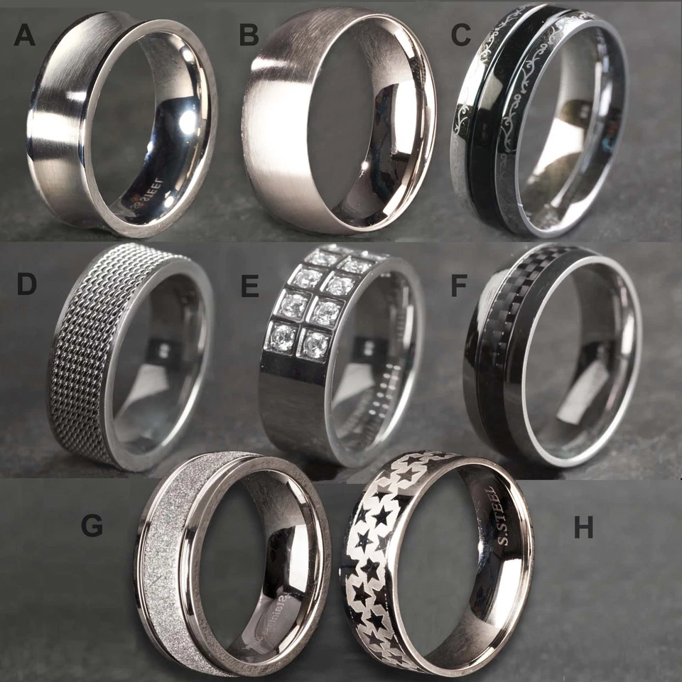 Acciaio Inox Anello da Donna Uomo Nastro Anello Argento Zirconi EXR26 - Immagine 1 di 1