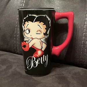 Betty Boop 11923 Travel Mug, 5.2 x 3.5 x 6.4 inches, Blue Betty Boop Kiss 14oz - Picture 1 of 5