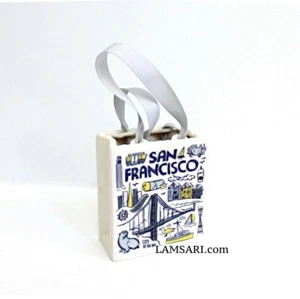 Starbucks Been There San Francisco White Gift Bag Mini Tote Ceramic Ornament NWT - Picture 1 of 4