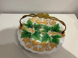 19th Century Meissen Porcelain Green and Gilt Foliage Plate with Handle - Picture 1 of 7