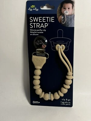 Itzy Ritzy Pink Sweetie silicone Pacifier Strap earth tone gray tan - Image 1 of 4