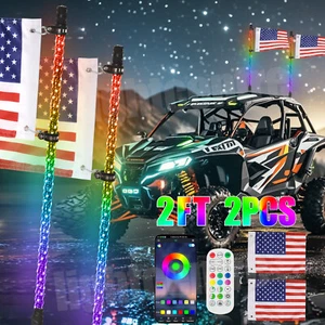2X Luces de persecución de látigo iluminadas LED espirales de 2 pies RGB para ATV UTV Can Am Polaris RZR - Imagen 1 de 11