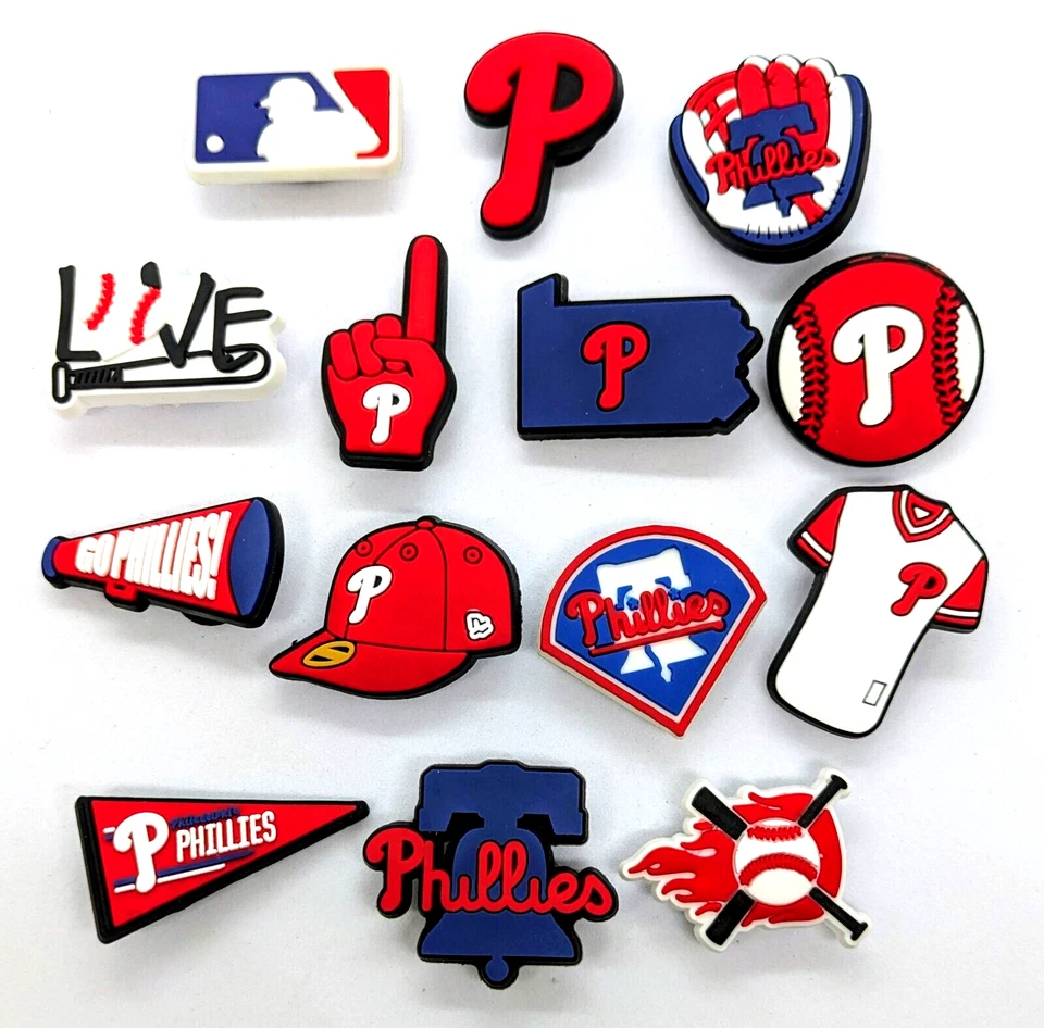 Lote de DIJES PARA ZAPATOS PHILADELPHIA PHILLIES (14 piezas) de accesorios de regalo geniales de béisbol Foto 1 de 4