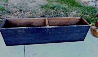 Centerpiece Primitive Farmhouse Carpenter's Tool Box Wood Vintage Antique Black - Image 1 of 4