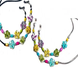 Gafas de lectura soporte de cable cordón con cuentas, gris o negro, poder de flores - Imagen 1 de 6