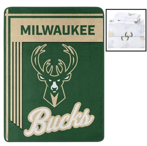 Milwaukee Bucks NBA Throw Blanket & Twin Sheet Set - W21147791001, W16164691356 Cover