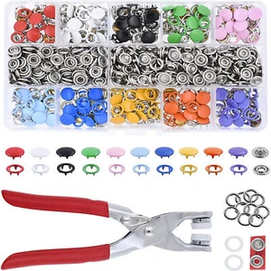 400×Metal Clothes Sewing Buttons Prong Ring Press Stud Snap Fasteners Clip Plier - Picture 1 of 8