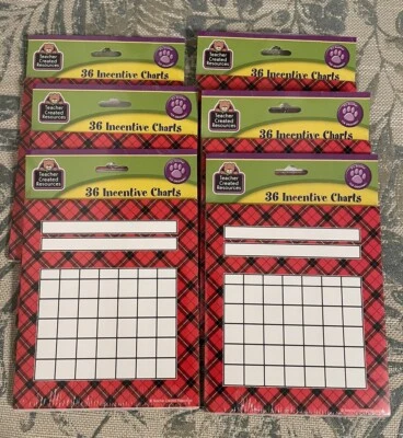6 Pack Teacher Created Resources 36 Per Pack Incentive Charts Red Plaid Design - Image 1 of 2