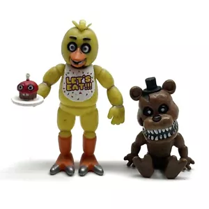 Lot Of 2 Mini Figures Nightmare Freddy Five Nights At Freddy’s & Chica - Picture 1 of 4
