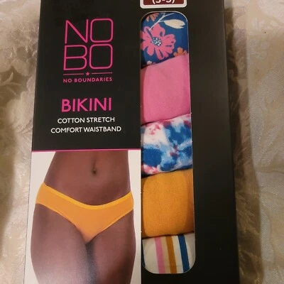 5 PAIR NO BOUNDARIES BIKINI WITH COMFORT WAIST  RIBBED COTTON  SZ S (3-5) - Image 1 of 4