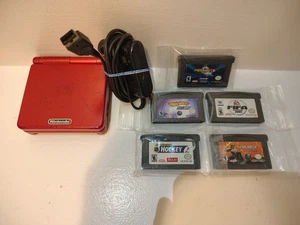 Nintendo Gameboy Advance SP rosso fiamma modello AGS-001 CON 5 giochi - Foto 1 di 7