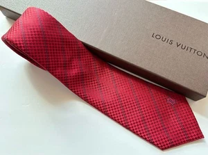 Louis Vuitton Tie Micro Damier Red Special Box With Shopper Made In Italy - Picture 1 of 3