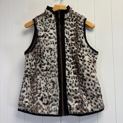Unbranded Womens Boho Mob Wife Leopard Faux Fur Reversible Vest Size M/L Cozy - Image 1 of 4