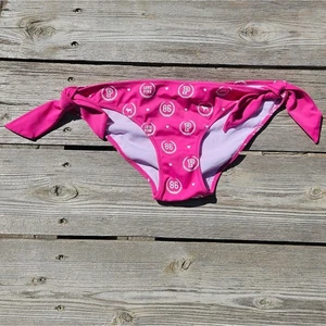 Victoria's Secret PINK Tie-Side Bikini Bottom Pink Logo Swimsuit Sz M Y2K 11/07 - Picture 1 of 6