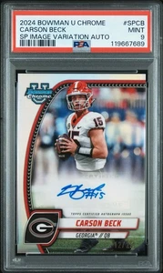Carson Beck Auto /25 - Image Variation SP - 2024 Bowman U Chrome - PSA 9 - Picture 1 of 2