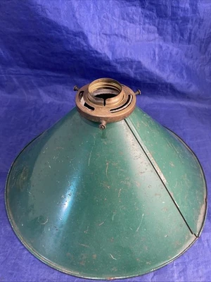 Green Industrial Light Shade Hanging Tin Pendant  Vintage Lamp - Image 1 of 4