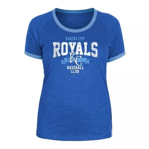 MLB Kansas City Royals Women's Heather Blue Bi-Blend Ringer T-Shirt, Large - Picture 1 of 4