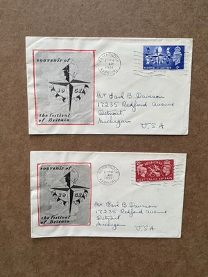 Great Britain 1951 FDC +Festival of Britain#SG513-14 +Hand Paste-Up Cachet+2FDCs - Image 1 of 2