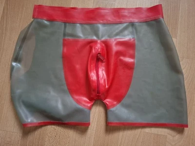 Latex Boxershorts XL Grau/Rot - Bild 1 von 4