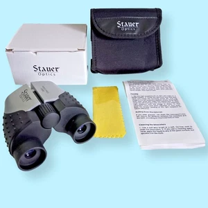 Stauer 8x21 Compact Folding Binoculars 30054 w/ Case Box Manual Mint - Picture 1 of 5