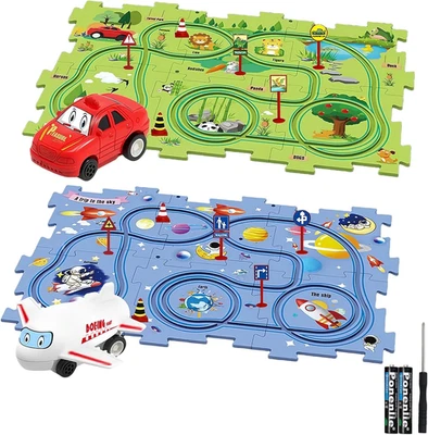 Pista Macchinine per Bambini DIY Pista Del Puzzl DIY Rotta Gioco Giocattolo Educ - Immagine 1 di 4