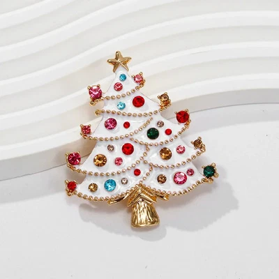 Broche de árvore de Natal de strass colorido da moda presente de feriado de ano novo - Imagem 1 de 4