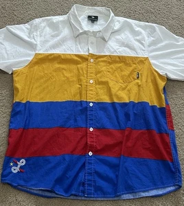 LRG Lifted Research Group Striped 100% Cotton Collared Button Up Shirt XL - Picture 1 of 9