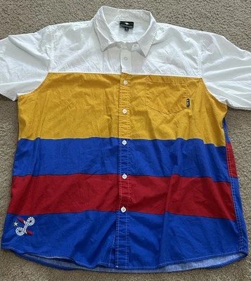 LRG Lifted Research Group Striped 100% Cotton Collared Button Up Shirt XL - Image 1 of 4