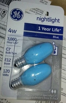 NEW GE Lighting 4W 3,000 Hours Night Light Bulb Blue 26223(2 packs of 2 =4 Bulbs - Image 1 of 2