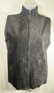 Lauren Ralph Lauren Full Zip Vest Womens Small Suede Cashmere Angora Black - Picture 1 of 5