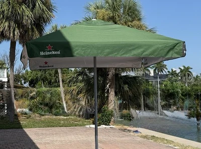 Heineken Beer Green Fabric Umbrella Market Patio Style HUGE 65” 🍺 - Image 1 of 4