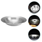  Stainless Steel Salad Bowl Lovers Wide Rim Pasta Plate Round Serving Tray Asian