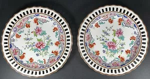 Antiguo par de placas Spode georgianas inglesas patrón Willis 3184 1820s 24 cm de ancho - Imagen 1 de 23
