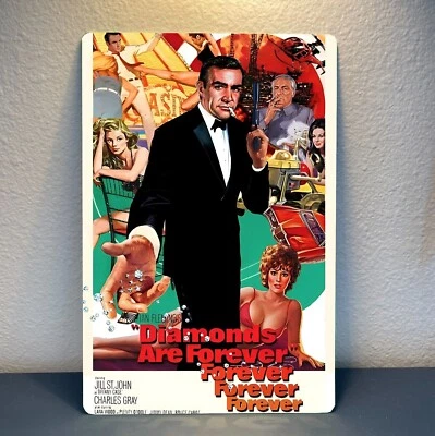 ART DECOR James Bond Diamonds Are Forever Film Metall Poster Sammlerstück Blechschild -...