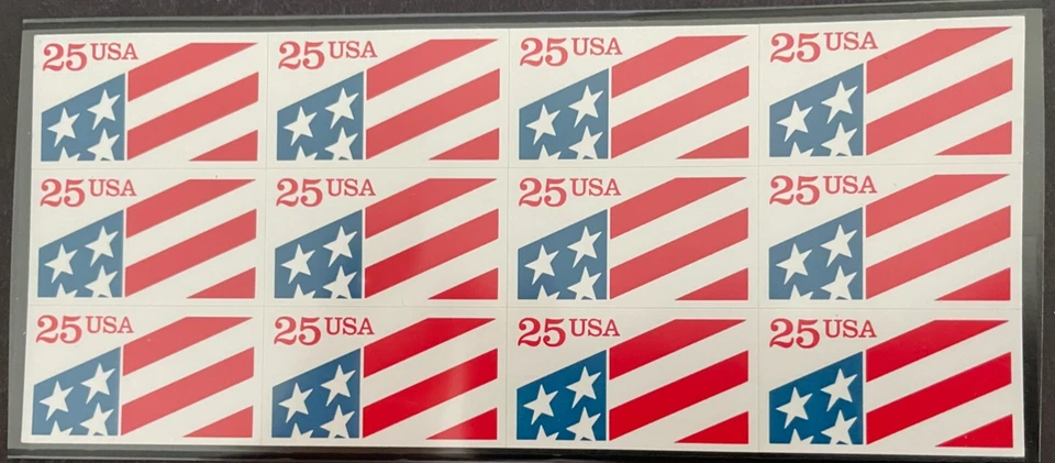 US #2475a MNH Booklet 1990 25c ATM Experimental Flag - Image 1 of 1