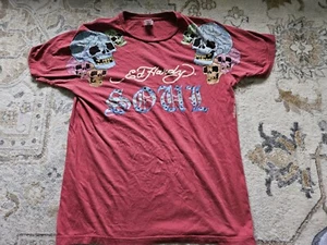 Vintage Ed Hardy Purple Bird T-shirt Two Sides M - Picture 1 of 5