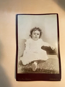 Victorian CDV Cabinet Child With Curls Photo By Richardson Oneida New York - Picture 1 of 5