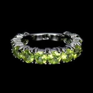 925 Sterling Silver Ring Round Peridot 5mm Natural Gemstone Jewelry Size 9 - Picture 1 of 14