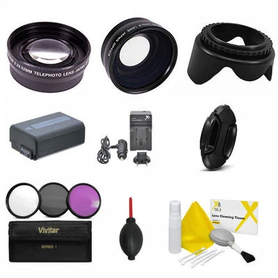 WIDE ANGLE LENS +  ZOOM LENS + NP-FW50 + ACCESSORIES KIT  FOR SONY ALPHA A6000 - Image 1 of 4