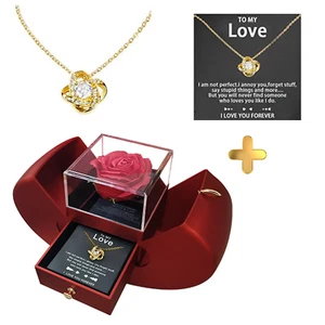 Eternal Flowers Rose with I Love You Necklace in 100 Languages - Valentine's Day - Picture 1 of 7
