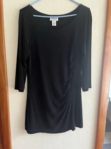 Chico's Travelers size 1 x/long black top with side gathers perfect gently used - Picture 1 of 6