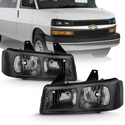 For Chevy Express 3500 2003-2017 Anzo 111474 Black Euro Headlights - Image 1 of 2