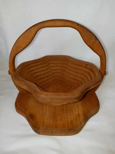 Vintage Collapsible Wood Basket Magic Trivet Hand Crafted Wooden Space Saving - Picture 1 of 12
