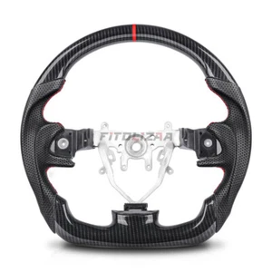 1X Hydro Dip Carbon Fiber Steering Wheel For Subaru WRX STI 2008-2014 Nappa Grip - Picture 1 of 8