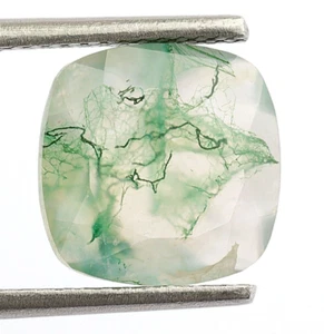 100%Natural Moss Agate Brilliant Cut Cushion Shape 10X10mm Loose Gemstone 3 Ct. - Picture 1 of 3