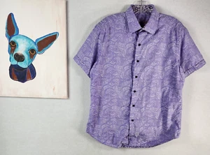 Camisa Robert Graham Para Hombres Calce Clásico Abotonada SS Puño Abatible Púrpura Paisely Talla M - Imagen 1 de 13