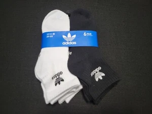 Adidas Youth Boys Ankle Multi Sports -Black White Socks 6 pairs Size 2Y-5Y - Picture 1 of 8